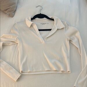 Abercrombie Ribbed Collared Long Sleeve Top